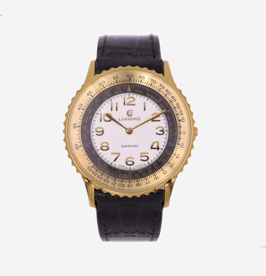 Analog Leather Watch LR-97 (Golden Tone)