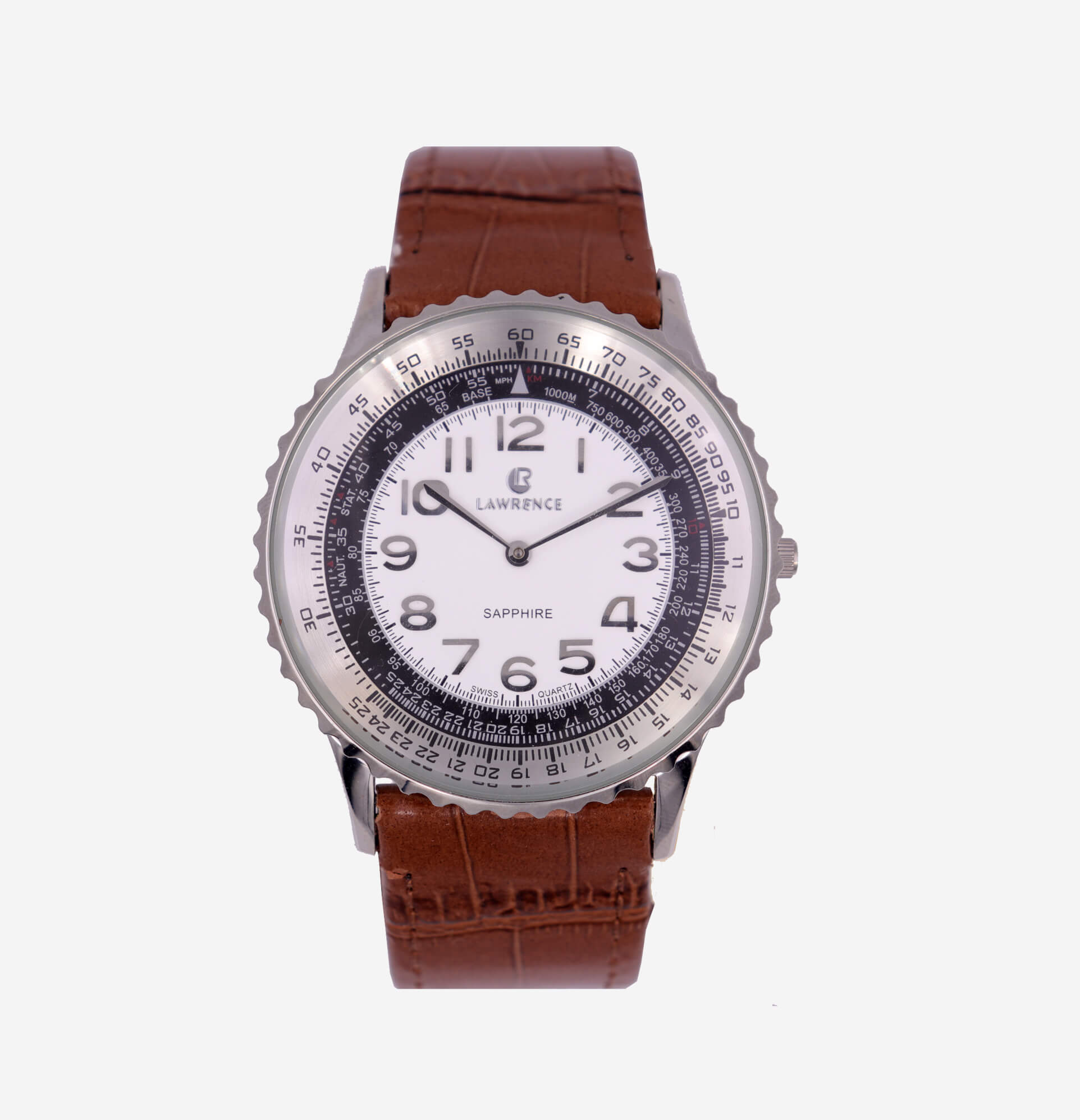 Analog Leather Watch LR-97 (Silver Tone)